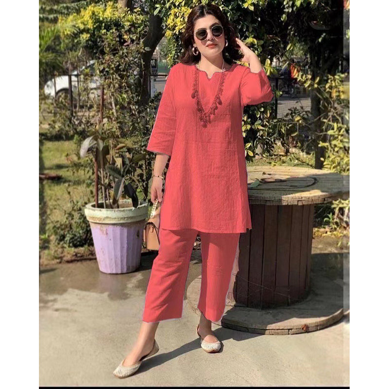 š¹ššćS-5XLćLjeto 2025. nova moda Äistih boja temperamenta dvodijelni set u etniÄkom stilu - udoban i prozraÄan - moderan i elegantan