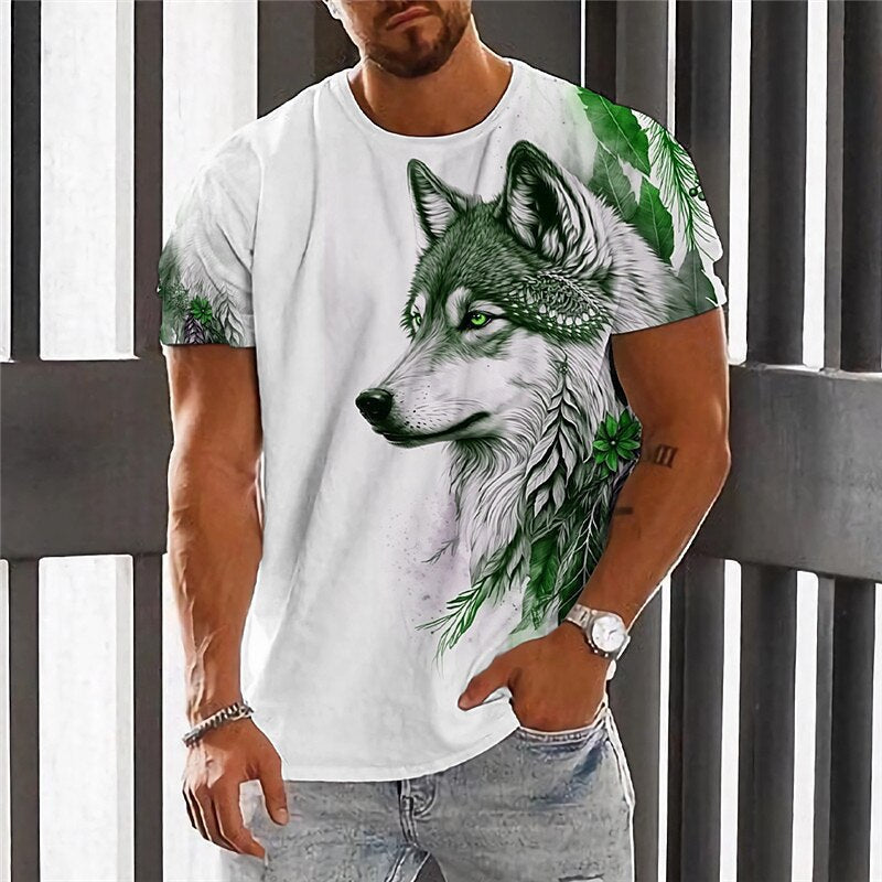 💥👕【2XS-6XL】🌹🏆Ljetni novi proizvod 2025. - Muška majica kratkih rukava s printom vukova - Pamuk ugodan za kožu, mekan i prozračan