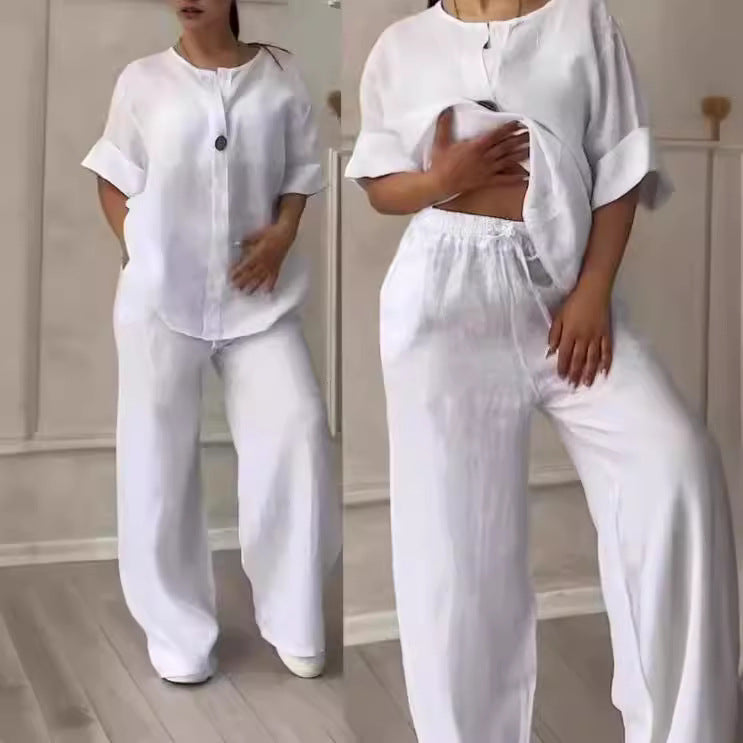 🔥🥋【S-5XL】【Majica kratkih rukava+hlače】Žensko lagano, moderno i udobno odijelo u više boja--3929902