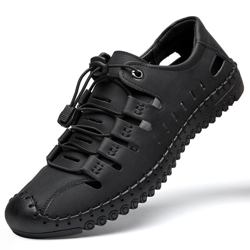 🌟【39-44】Muške ljetne sandale za plažu od prave kože s otvorenim prstima i šupljim vrhom👞✨