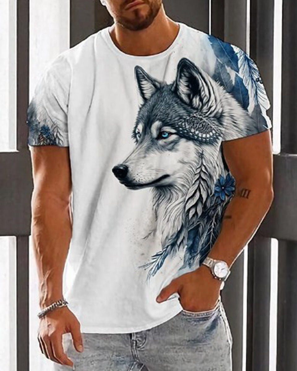 💥👕【2XS-6XL】🌹🏆Ljetni novi proizvod 2025. - Muška majica kratkih rukava s printom vukova - Pamuk ugodan za kožu, mekan i prozračan
