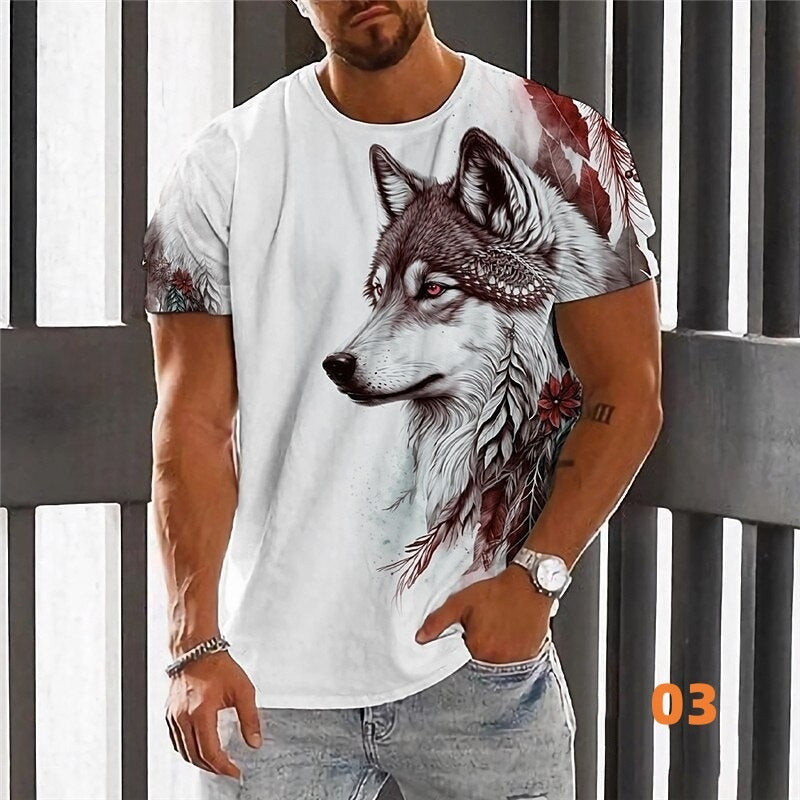💥👕【2XS-6XL】🌹🏆Ljetni novi proizvod 2025. - Muška majica kratkih rukava s printom vukova - Pamuk ugodan za kožu, mekan i prozračan