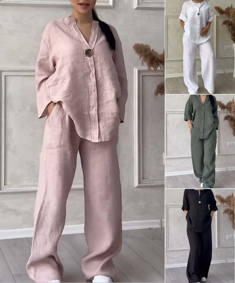 🔥🥋【S-5XL】【Majica kratkih rukava+hlače】Žensko lagano, moderno i udobno odijelo u više boja--3929902