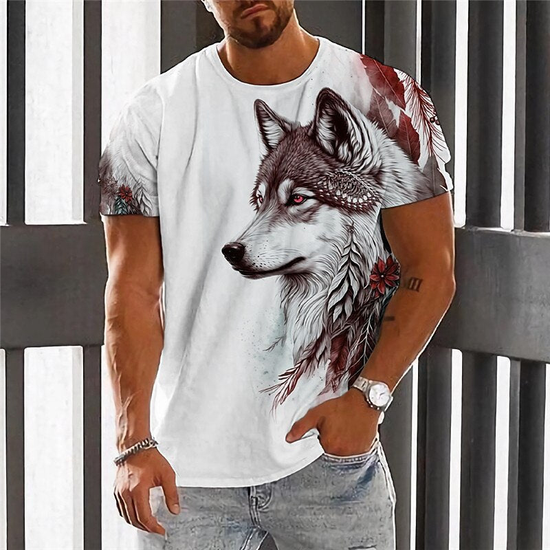 💥👕【2XS-6XL】🌹🏆Ljetni novi proizvod 2025. - Muška majica kratkih rukava s printom vukova - Pamuk ugodan za kožu, mekan i prozračan