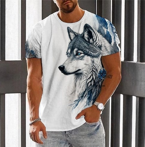 💥👕【2XS-6XL】🌹🏆Ljetni novi proizvod 2025. - Muška majica kratkih rukava s printom vukova - Pamuk ugodan za kožu, mekan i prozračan