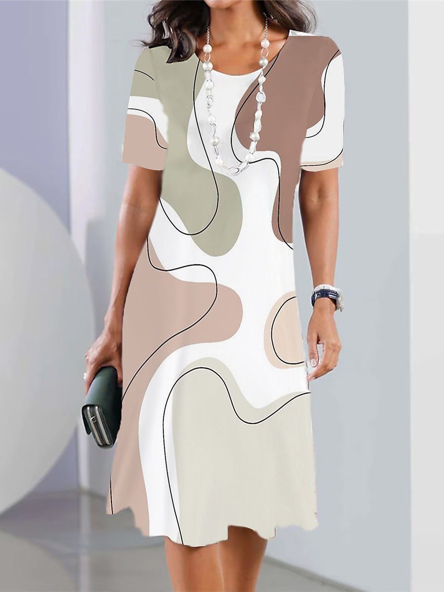 ✨👗【Kupi 1, dobiješ 1 gratis🔥】【XS-5XL】2025 nova plus size ženska haljina s printom i okruglim izrezom, ležerna i prozračna.