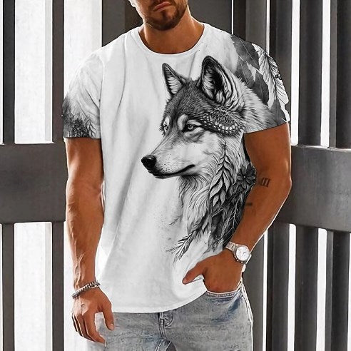 💥👕【2XS-6XL】🌹🏆Ljetni novi proizvod 2025. - Muška majica kratkih rukava s printom vukova - Pamuk ugodan za kožu, mekan i prozračan