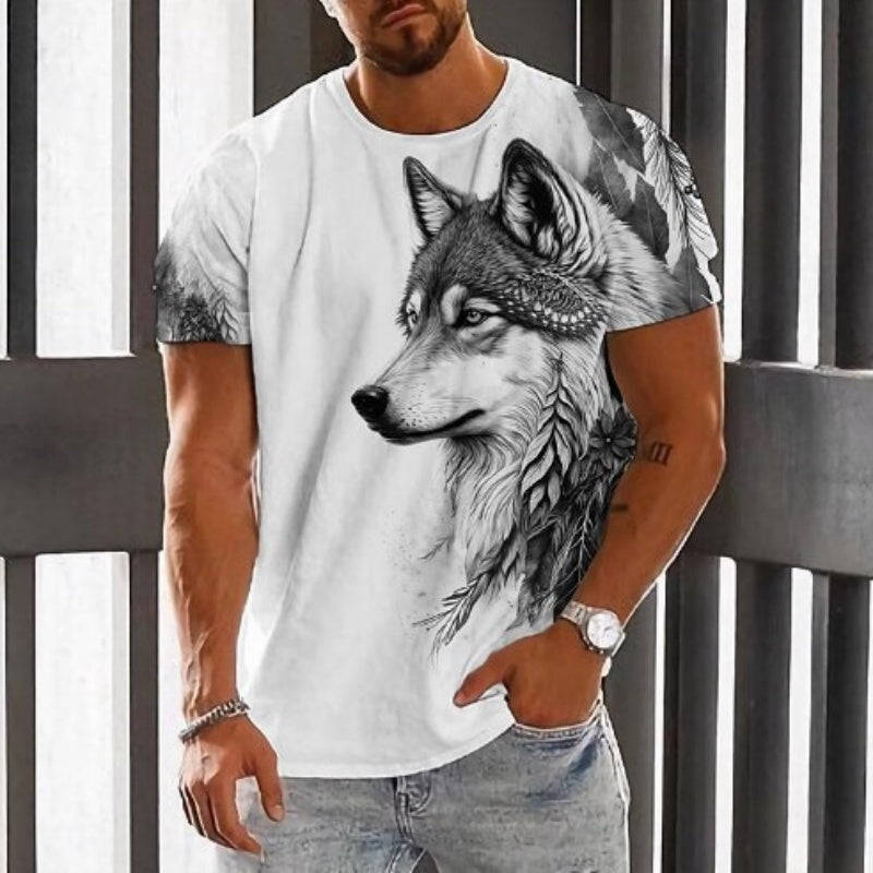 💥👕【2XS-6XL】🌹🏆Ljetni novi proizvod 2025. - Muška majica kratkih rukava s printom vukova - Pamuk ugodan za kožu, mekan i prozračan