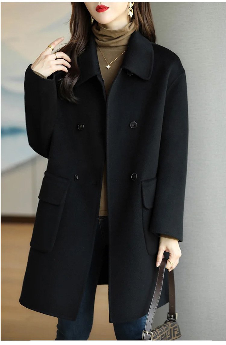 🌈Vruća rasprodaja u tijeku⛄Novi stil vunenog kaputa srednje duljine boje kave za jesen i zimu 2025.