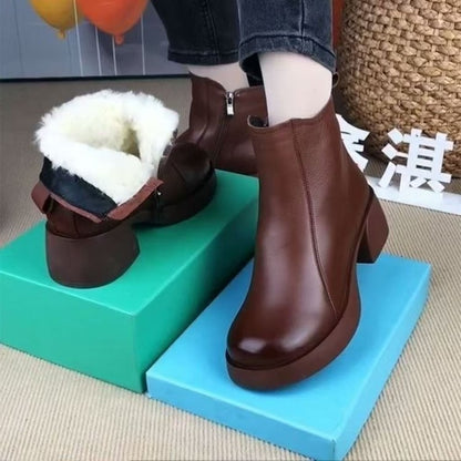 🔥【35-40】2025 Nove ženske zimske čizme u retro stilu, veće veličine, čizme od prave kože, tople baršunaste čizme