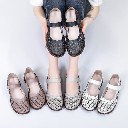 💟🥿【35-40】💖2025 nove ženske sandale od prave kože, ravne cipele, šuplje i prozračne, moderan dizajn