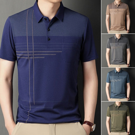 💥【M-4XL】👔 Muška prugasta poslovna polo majica