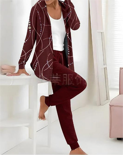 👕👖【S-3XL dugi rukavi + hlače】Jesen i zima novi ženski ležerni dvodijelni set s printom