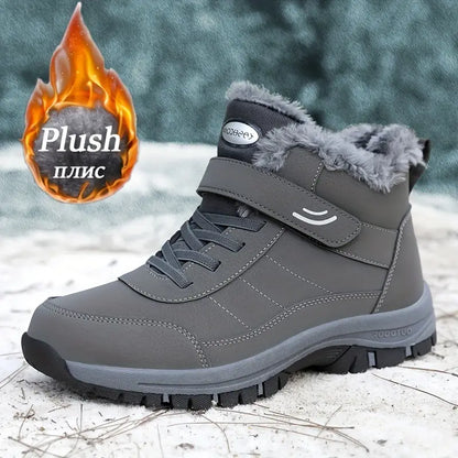 【39-44】Men's ski boots, windproof hiking boots, plush lining-3785324