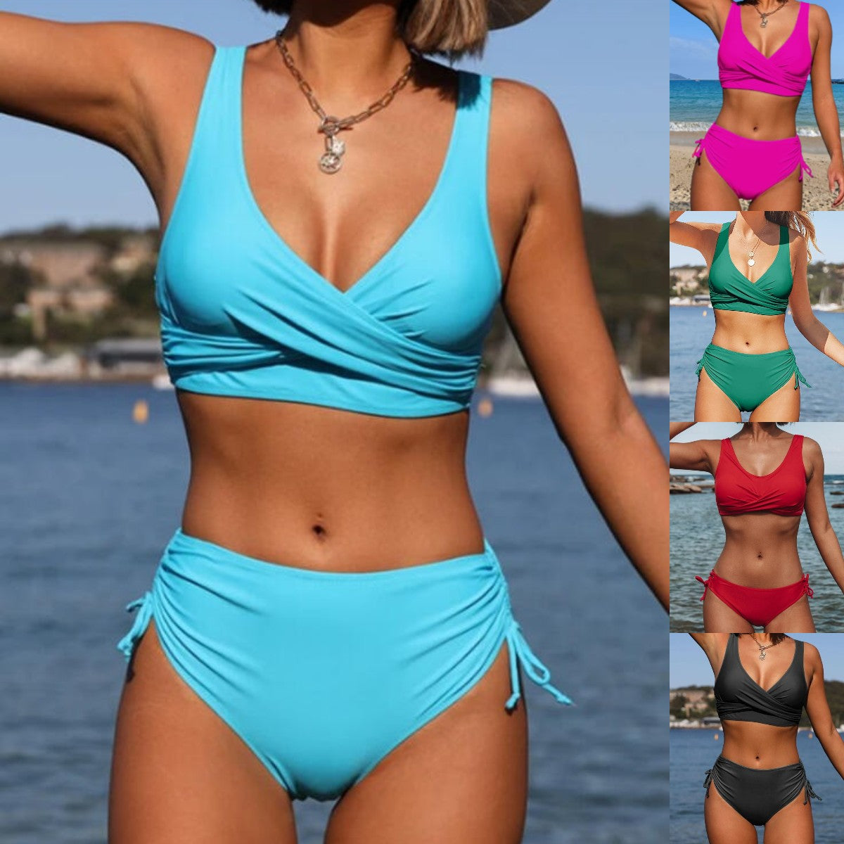 🏖️👙【Popust na nove proizvode】🌴【S-3XL】Novi ženski jednostavni jednobojni, brzosušeći, udobni i prozračni bikini kupaći kostim za ljeto 2025.