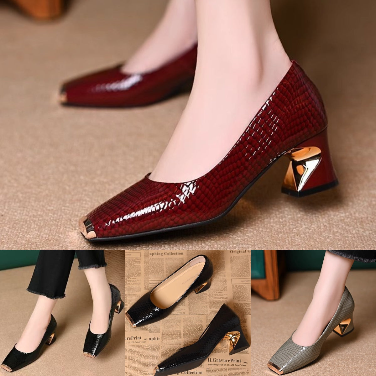 😍🥿【50% OFF】【35-42】Nove francuske cipele s debelim potpeticama i teksturom, plitkim otvorom