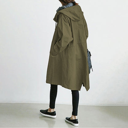 【S-5XL】Ženska nova dnevna modna vjetrovka s kaputom dugih rukava-3750985