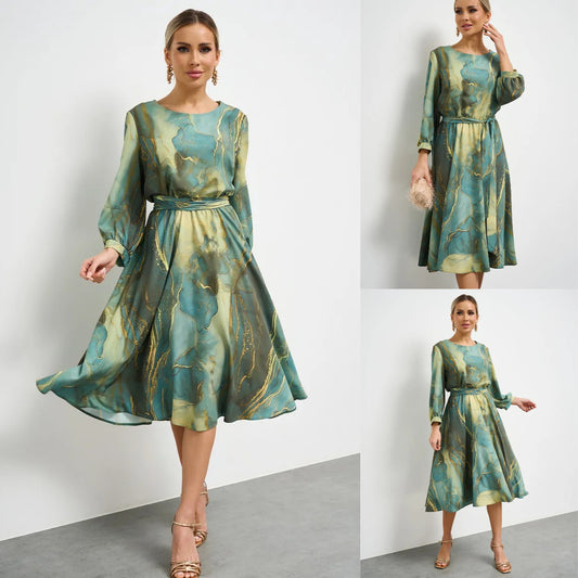 🌿👗【Proljetna vila】elegantna zelena haljina s dugim rukavima i suknjom🌸💃3931565