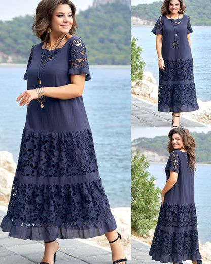 🔥💖【S-5XL】👗💖2025 nova modna haljina sa šupljim čipkastim uzorkom, udobna i prozračna, velika i labava