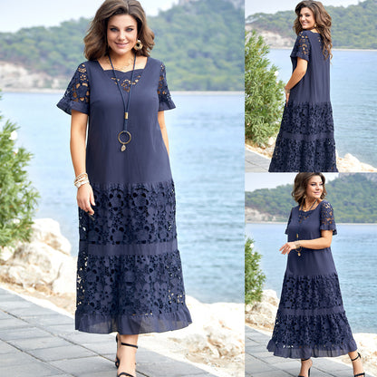 🔥💖【S-5XL】👗💖2025 nova modna haljina sa šupljim čipkastim uzorkom, udobna i prozračna, velika i labava