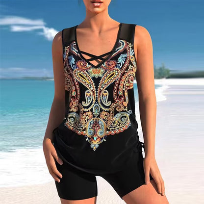 🩱【50% popusta】【S-5XL】🩱Novi ljetni visokokvalitetni, prozračni, modni kupaći kostim iz dva dijela s printom u etničkom stilu🌊