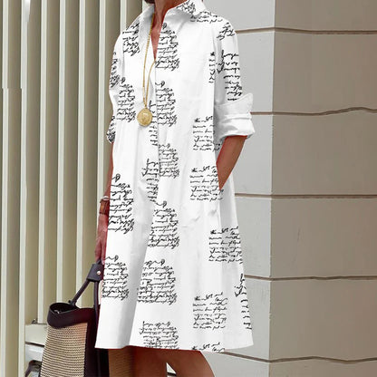 🔥👗【50% off】🌹💖【S-3XL】2025 nova modna svestrana ženska haljina košulja s printom, moderan dizajn, naglašavajući šarm