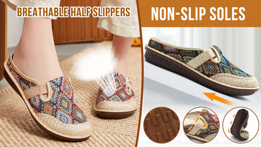 💖【35-41】Kapcie damskie z miękką podeszwą z haftowanego lnu