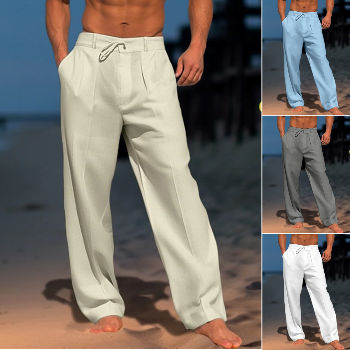 🏖️👖【Ljetni popust – 50 % 🔥】【S–3XL】😍 Muške lanene ležerne hlače velikih veličina, udobne i prozračne, idealne za svaki dan i odmor