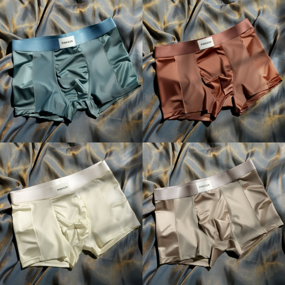 🔥【50% popusta】🩲【4 komada】Nove muške bokserice od ledene svile, ljetne prozračne satenske bokserice