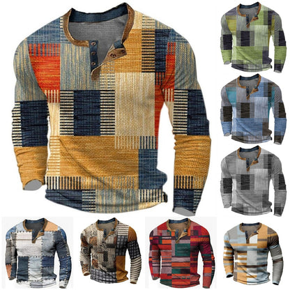 🌴🌈【50% popusta🔥】【S-4XL】👔😍 Nova kolekcija muške košulje s printom, dugi rukavi, opušteni Henry stil, dostupno u više boja