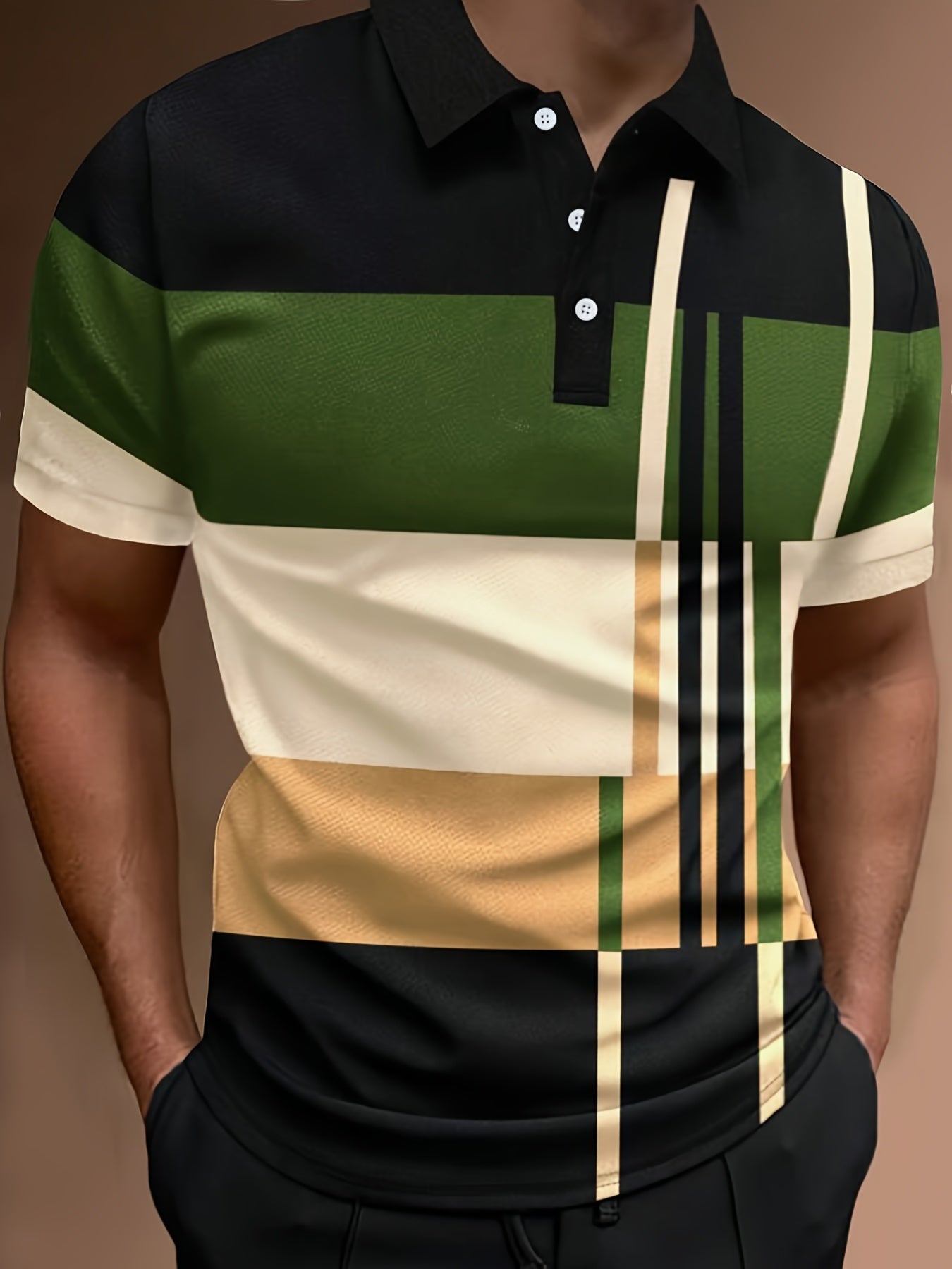 👔👔【S-6XL】Muška POLO majica s 3D prugama u bloku boja-3935339
