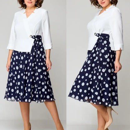 🌸【S-5XL】2024 nova bijelo-plava točkasta haljina