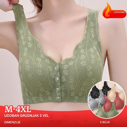 💥😍【M-4XL】【Paket od 4】2025 novi stil ženskog grudnjaka bez žica, žensko donje rublje s prednjim kopčanjem, čipkasti uzorak