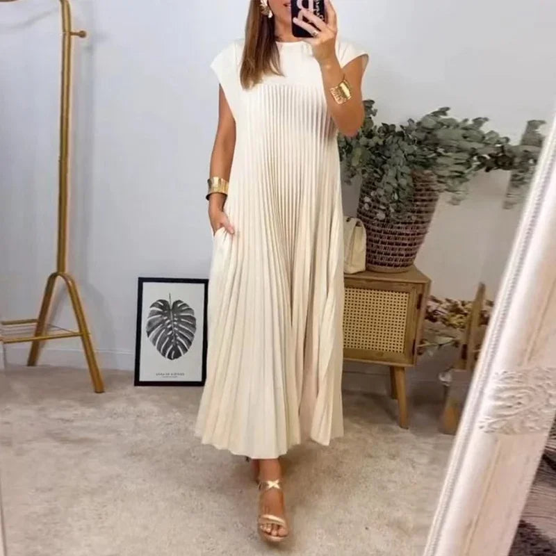 🔥❤️【S-3XL】Plisirana haljina bez rukava u jednobojnim bojama