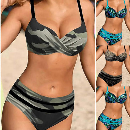 【Novi modeli】【S~5XL】👙👙2025. Novi bikini kupaćeg kostima veće veličine s podijeljenim printom