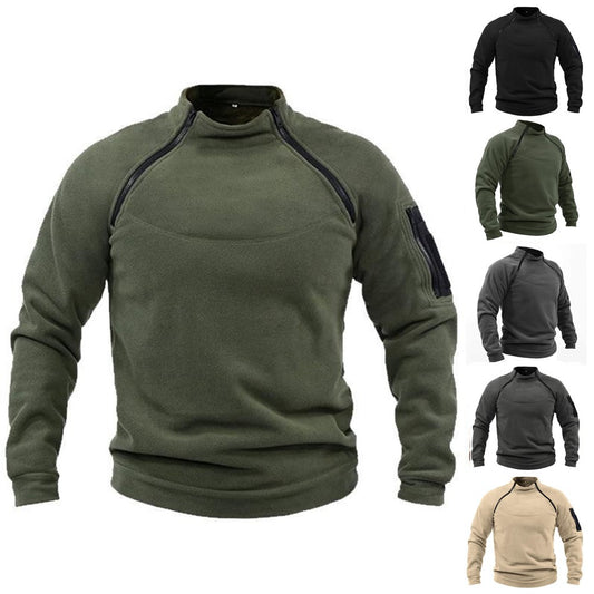 Muški sweatshirt sa samostojećom kragnom, jesen i zima, topla široka jednobojna majica dugih rukava-3766421