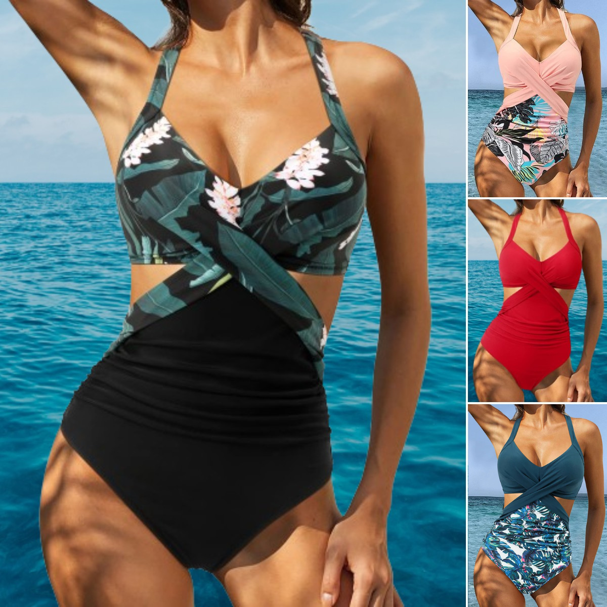 🌺🌿【50% popusta 🔥】【S–2XL】👙 Novi ljetni jednodijelni badić za žene, u većim veličinama, s cvjetnim biljnim uzorkom i visokom elastičnošću