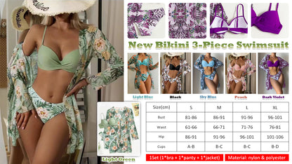 👙🛒【Trodijelni set】✨👙Novi ženski komplet kupaćih kostima s uzorkom 2025., kupaći kostim u stilu primorskog ljetovališta