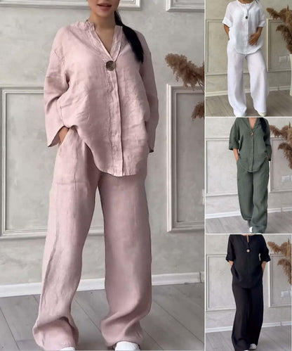 🔥🥋【S-5XL】【Majica kratkih rukava+hlače】Žensko lagano, moderno i udobno odijelo u više boja--3929902