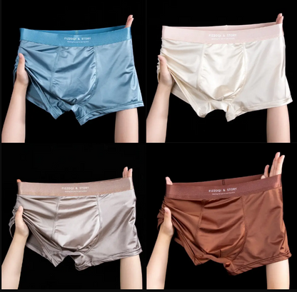 🔥【50% popusta】🩲🎁【4 pakiranja】Nove muške donje rublje od ledeno svile, ljetne prozračne bokserice, satenske muške donje rublje