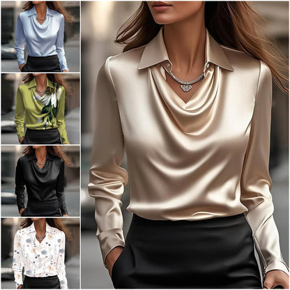 🔥【Novi jesenski dolazak】✨Ženska jednobojna košulja s printom i reverom