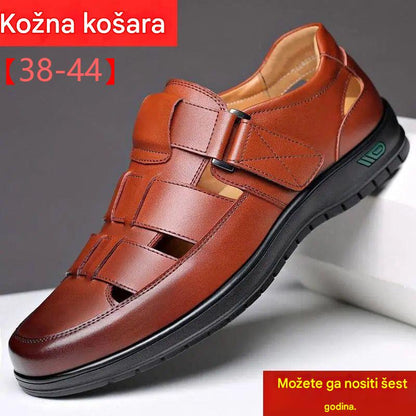 🌞🏆【38-44】Ljeto 2025. Muške prozračne šuplje neklizajuće ležerne sandale od meke kože, mekani potplat, udobne