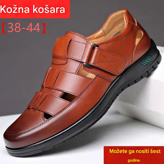 🌞🏆【38-44】Ljeto 2025. Muške prozračne šuplje neklizajuće ležerne sandale od meke kože, mekani potplat, udobne