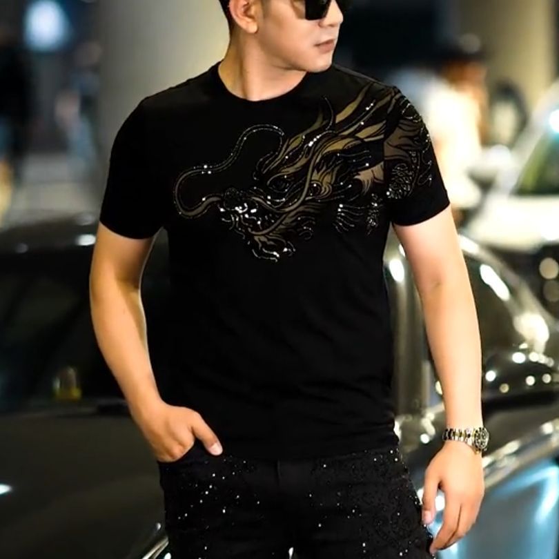 👔💥【M-4XL】【50% popusta】Moderna muška majica kratkih rukava s uzorkom zmaja