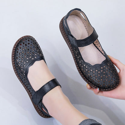 💟🥿【35-40】💖2025 nove ženske sandale od prave kože, ravne cipele, šuplje i prozračne, moderan dizajn