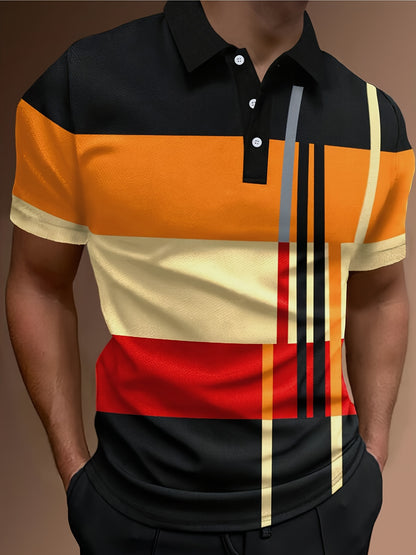👔👔【S-6XL】Muška POLO majica s 3D prugama u bloku boja-3935339