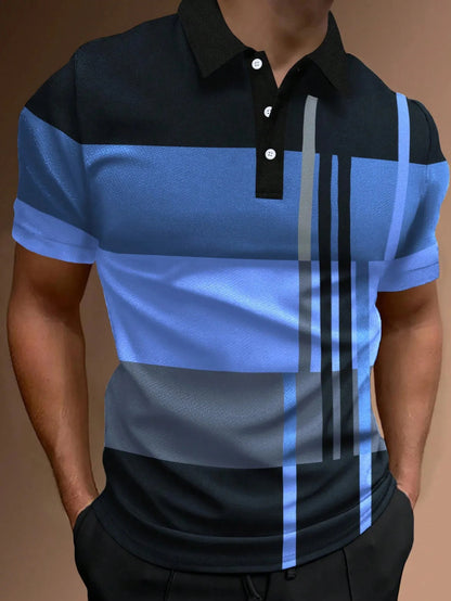 👔👔【S-6XL】Muška POLO majica s 3D prugama u bloku boja-3935339