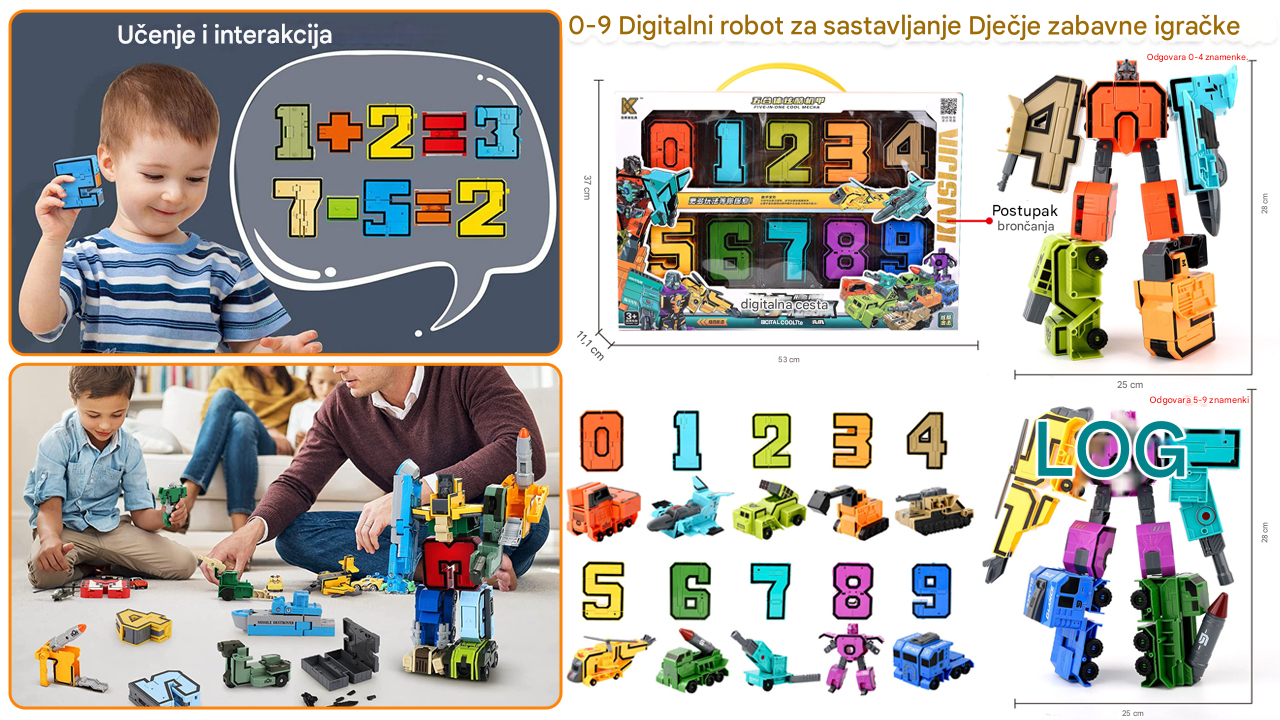 🔫🤖【🏆Najprodavaniji proizvod🔥】👾 Slagalica za djecu s kombinacijom slova i brojeva, edukativna transformirajuća robotska igračka.