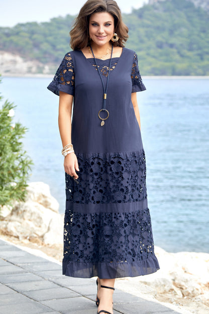 🔥💖【S-5XL】👗💖2025 nova modna haljina sa šupljim čipkastim uzorkom, udobna i prozračna, velika i labava