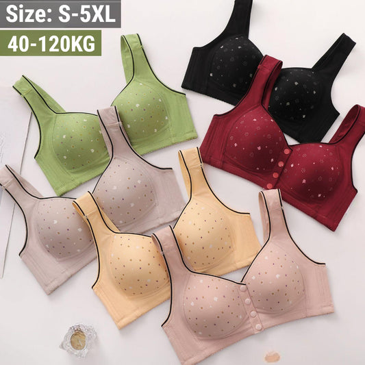 😍【3 komada】Ženski grudnjak bez žica, kopčanje sprijeda【40-120kg】❤️Pamuk, prirodni antibakterijski, udoban i pripijen